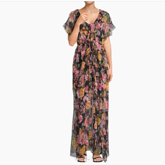 Johnny Was Jade Suri Ruffle Floral Silk Maxi Dress - Picture 6 of 10